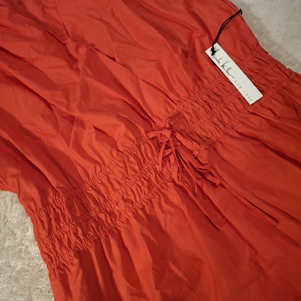 Nicole Miller NY Red Dress 3X NWT Smocked Waist Ruffle Hem Plus Size - Picture 4 of 6